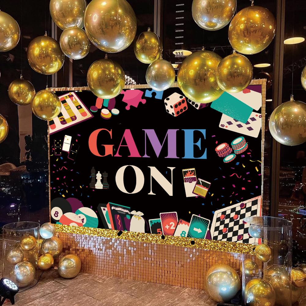 Gaming Party Backdrop - Gambling Chess Card Game Night Theme for Photography, Birthday Decor, Family & Friends Gatherings - Perfect for Photobooth, Studio Props & Gamer Favors