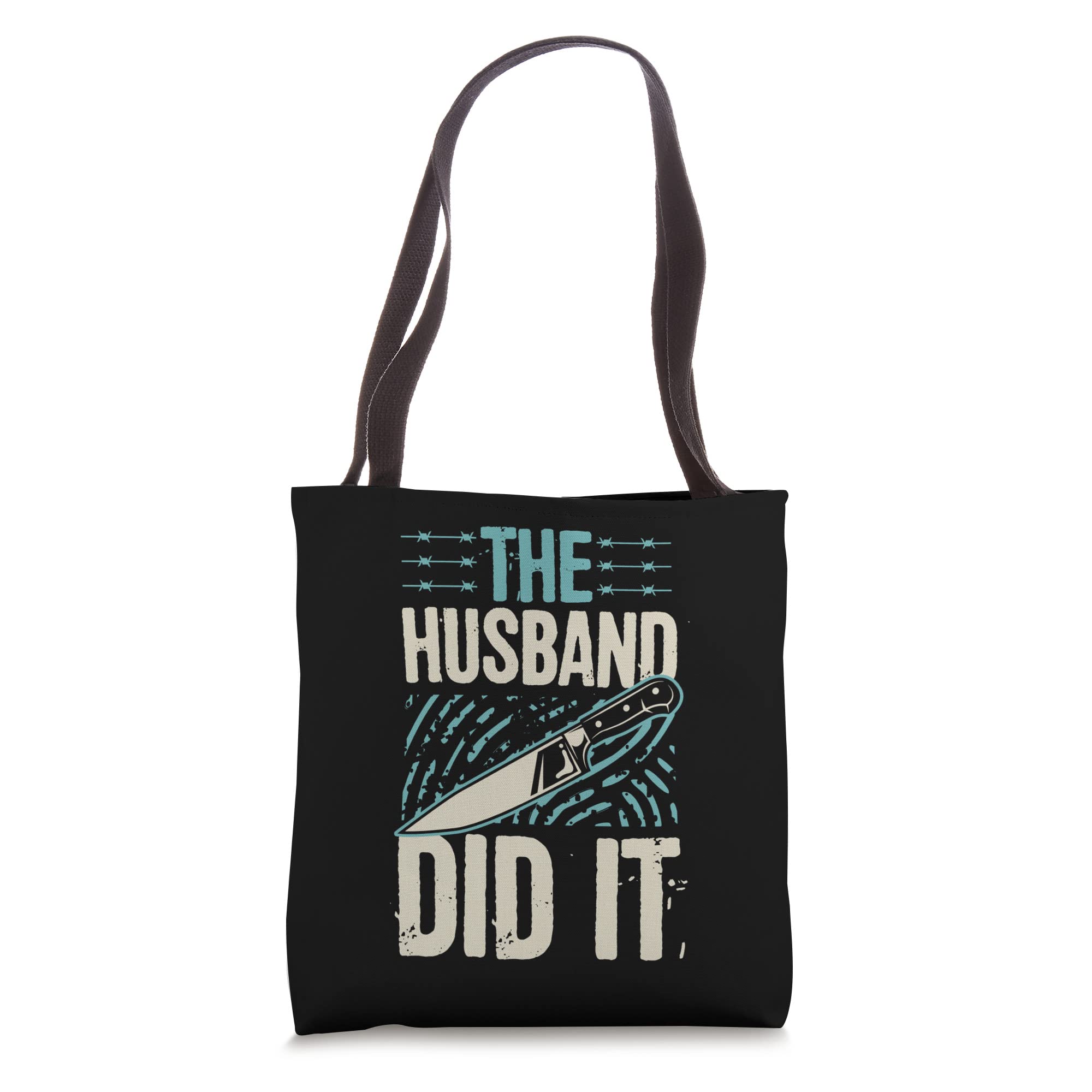 Funny True Crime Fan Tote Bag - 'The Husband Did It' Novelty Design - Perfect for Crime Podcast Lovers, Book Club Meetings & Mystery Enthusiasts