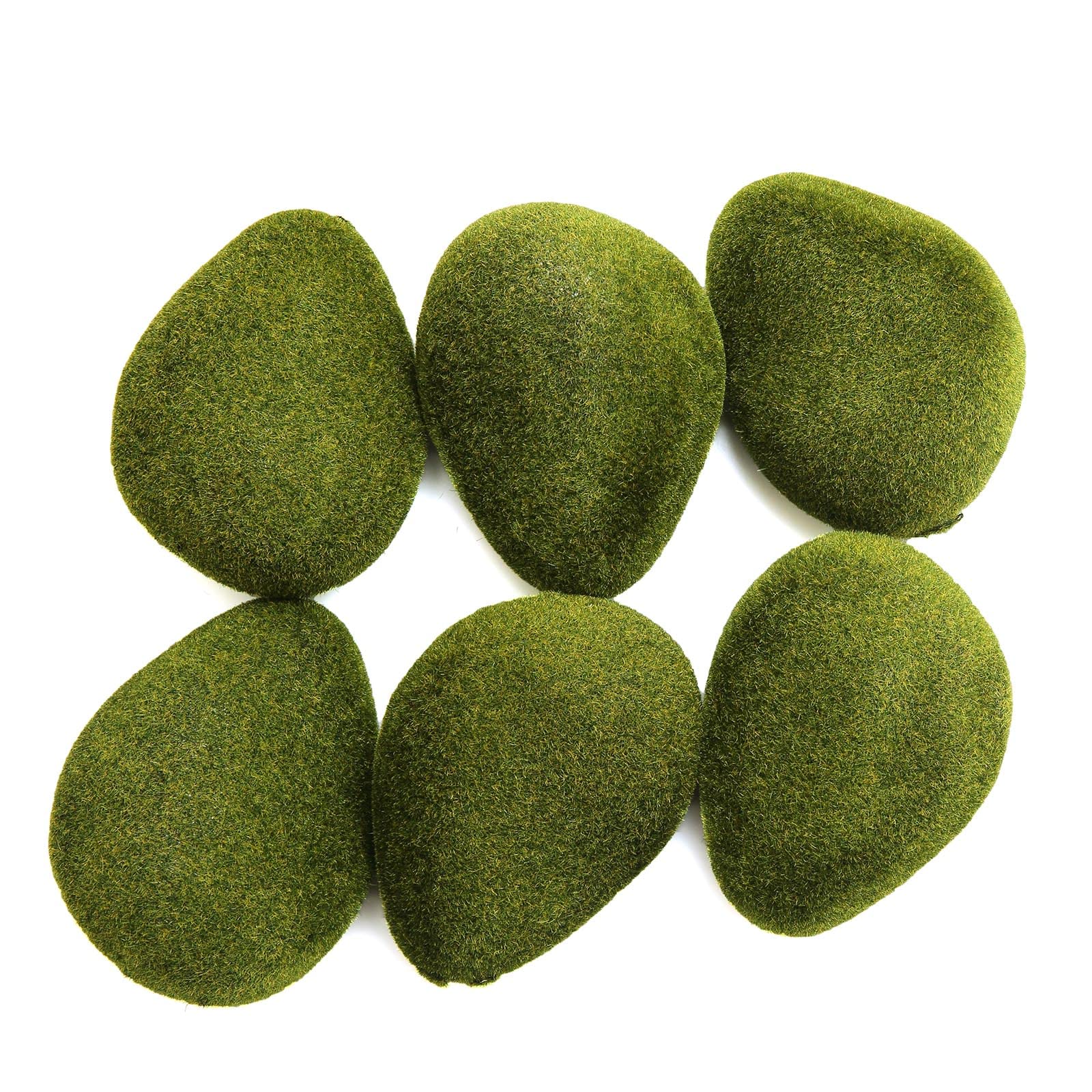 Natural Green Moss Faux Stones Vase Filler Set - 6 Balsa Wood Circles for Wedding Centerpieces, Party Decor & Home Decoration Supplies | Perfect for Floral Arrangements, Table Scapes, and DIY Craft Projects