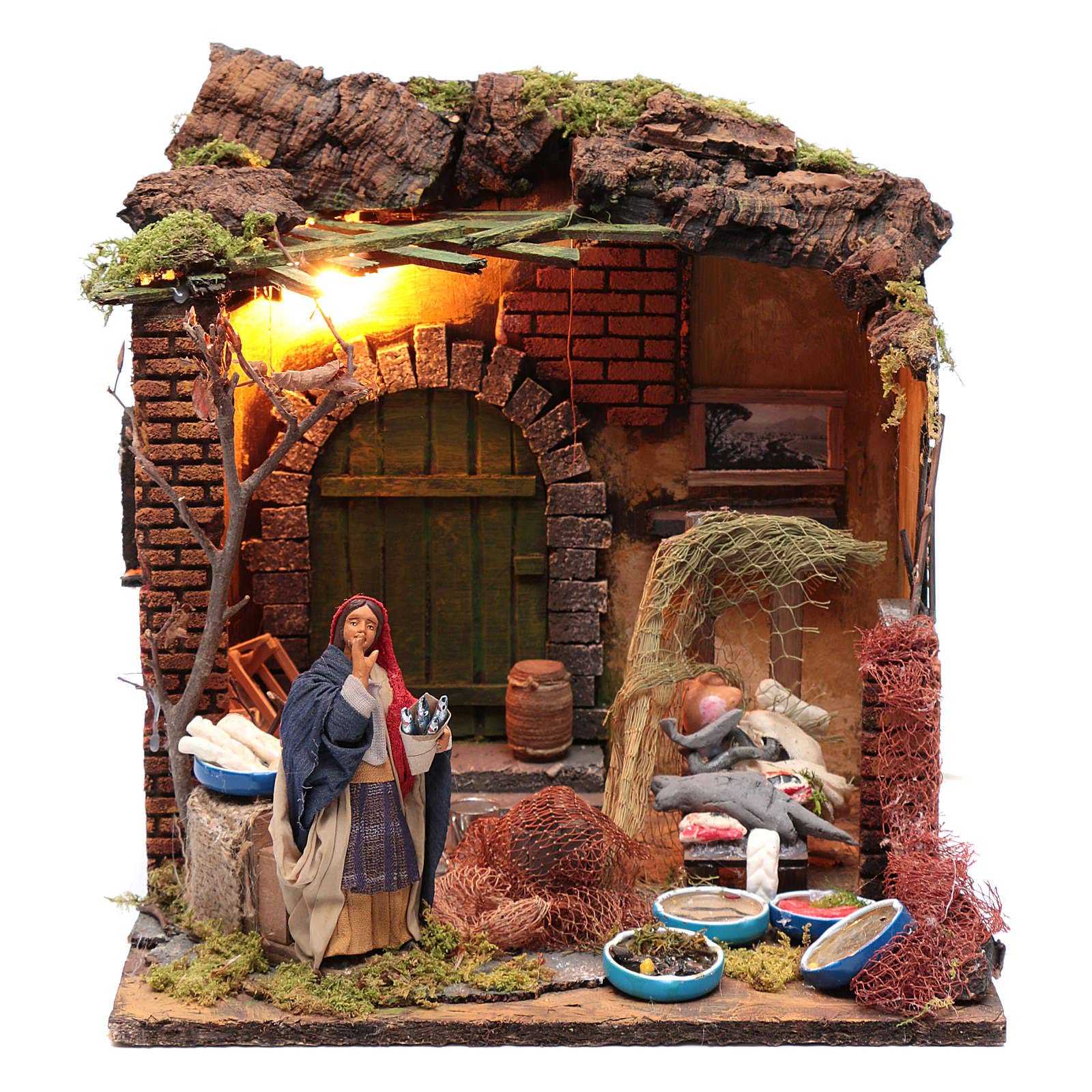 12cm Moving Woman Fishmonger Figurine for Neapolitan Nativity Scene - Perfect Christmas Decoration & Italian Nativity Display