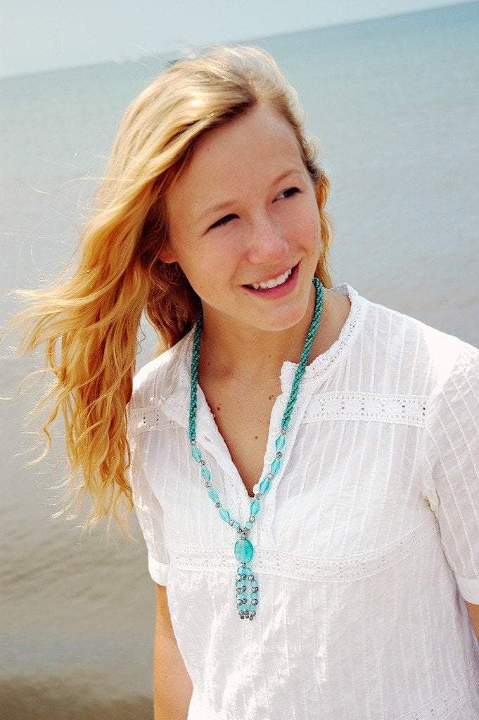Handmade Bali Summer Necklace in Blue & Silver - Perfect for Beach Vacations, Weddings & Boho Fashion