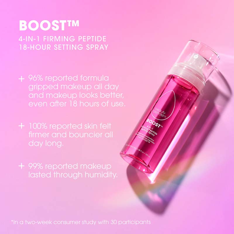 Beautyblender Boost 4-in-1 Firming Peptide Setting Spray | Makeup Setting & Hydrating Mist for Flawless Finish | Perfect for Bridal, Photo Shoots & Daily Wear