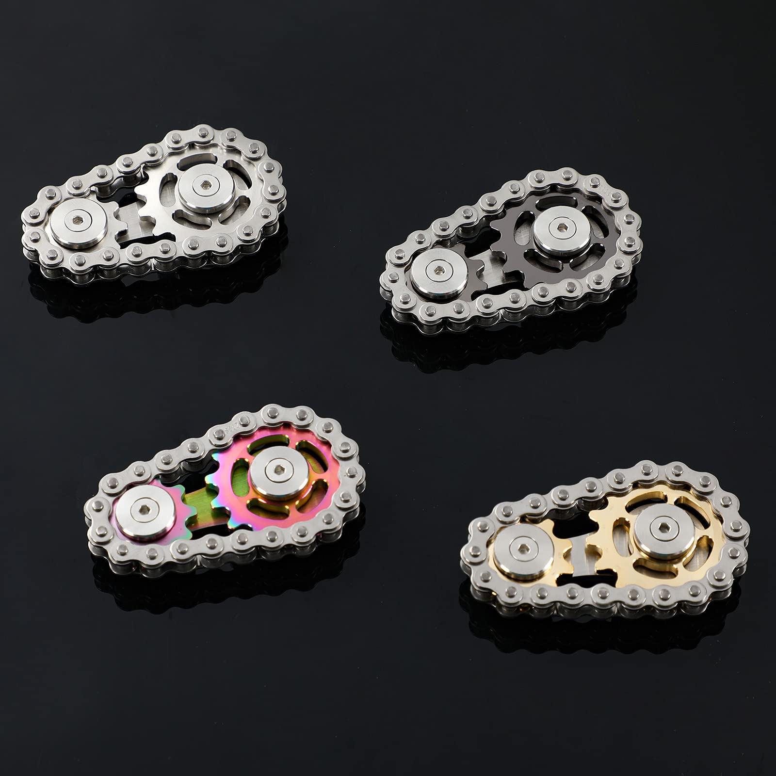 Metal Sprocket Chain Fidget Toy - Gold Plated Sensory Bike Gear Spinner for Adults | Anxiety Relief, ADHD & Autism Focus Tool | Pocket-Sized EDC Novelty Gift for Stress & Boredom | Perfect for Office, Travel, and Classroom Use