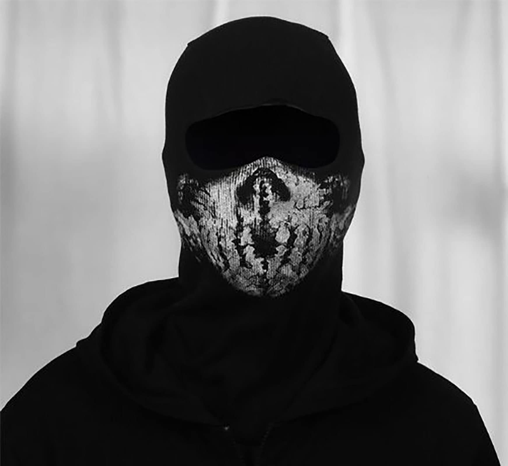 Call of Duty Ghost Mask Balaclava - Skull Face Cover for Men, Windproof Ski Headwear & Motorcycle Helmet Liner - Black (A05) - Perfect for Winter Sports, Outdoor Adventures & Tactical Gear