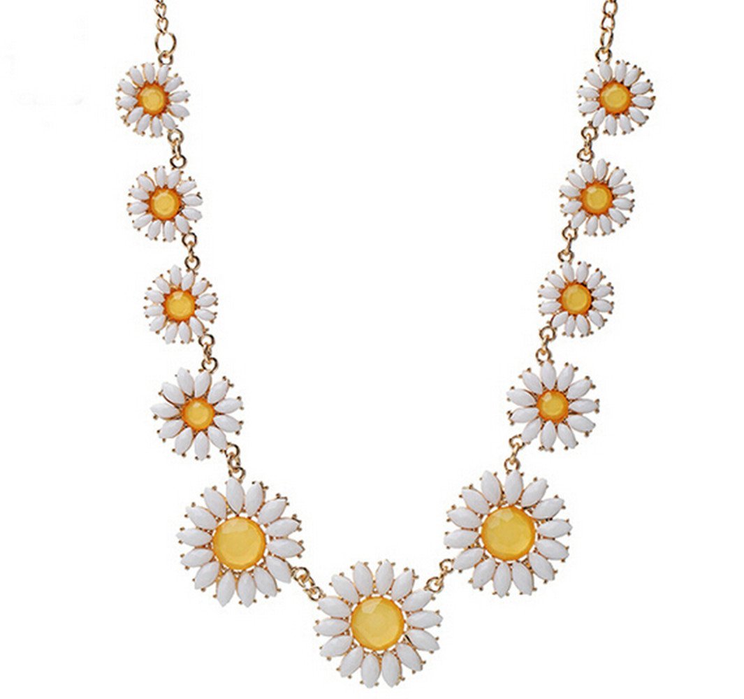 Korean Fashion Acrylic Daisy Necklace - Candy Color Flower Choker for Women (Yellow, Pink, Green) | Trendy Party Jewelry & Everyday Wear Accessory