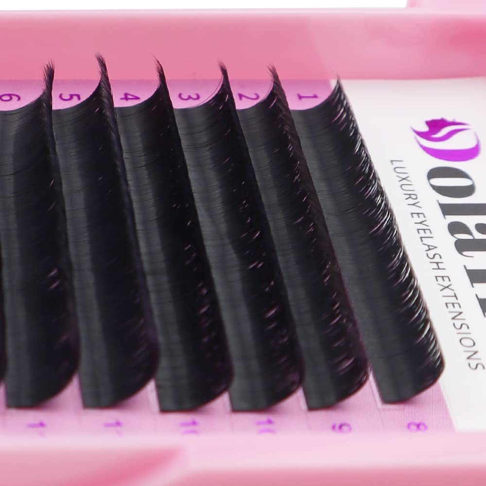 Dolahair Eyelash Extensions - D Curl 0.05mm Thickness, 8-15mm Mixed Lengths, C/CC/D/DD Curl Options for Volume & Self-Fanning Lashes - Professional Lash Trays with Easy Fanning Design (14 Lines + 2 Bonus) - Perfect for Salon, Spa & Home Use