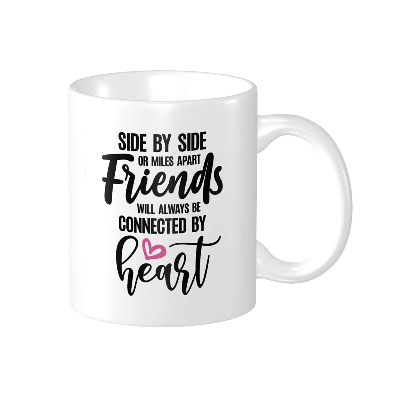 Best Friends Gift Coffee Mug - 11oz Ceramic White Heart Design for Long Distance Friendship, Sister Birthday Present | Perfect for Coffee, Tea & Warm Drinks at Home, Office or Gifts