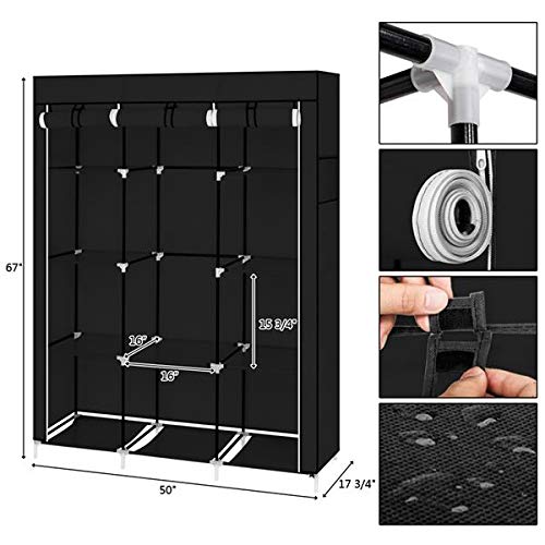 Portable Closet Organizer with 10 Shelves - Non-Woven Fabric Wardrobe Storage for Bedroom & Living Room | Dust-Proof, Space-Saving Closet Solution for Small Apartments & Dorm Rooms