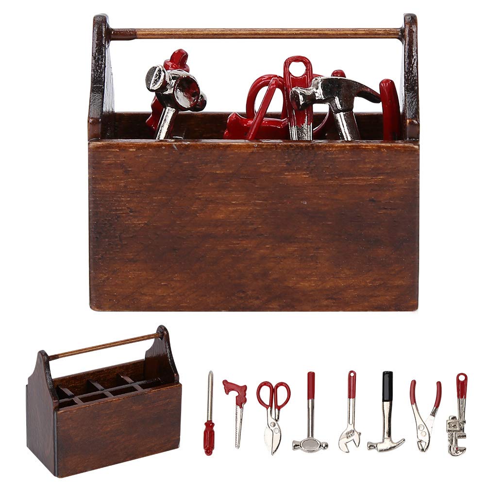 Fowinker 4.5 x 2.3 x 4cm Miniature Toolbox Model - Decorative Dollhouse Accessory with Tiny Tools | Perfect for DIY Dollhouse Scenes, Miniature Crafts & Collectible Displays
