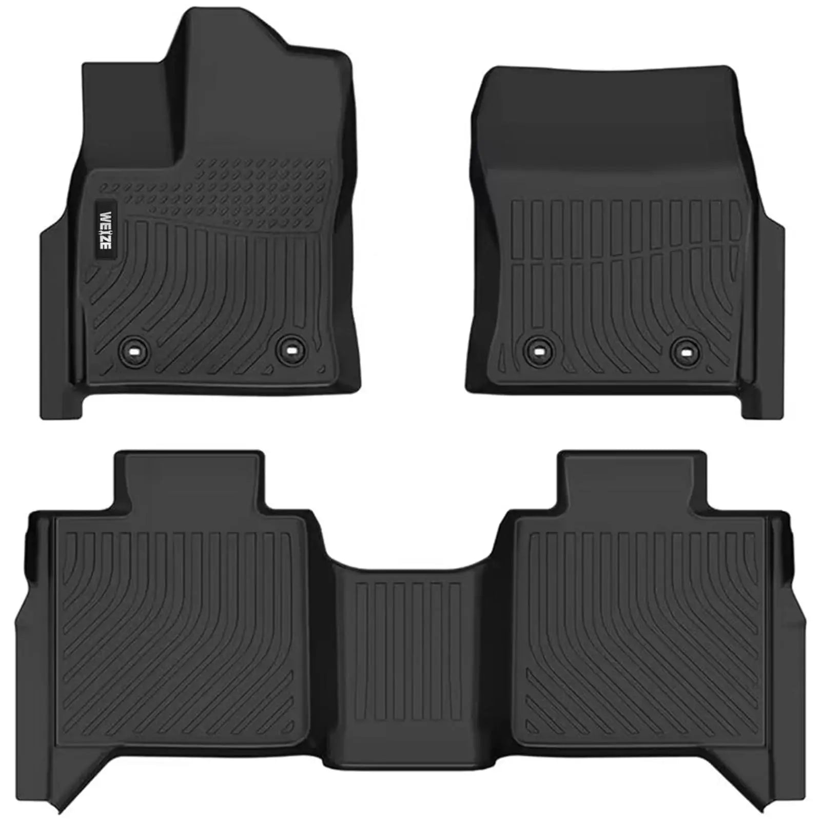 WEIZE Custom Fit All-Weather TPE Floor Mats for Toyota Tundra CrewMax 2022-2024 - 1st & 2nd Row Full Set Car Floor Liners - Durable, Non-Slip Protection for Mud, Snow & Spills