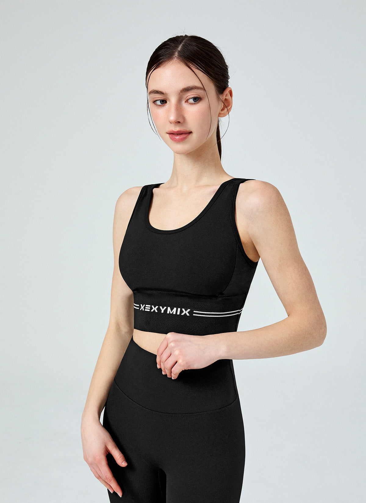 Black Label Power Rise Logo Banding Bra Top - High Support Sports Bra for Women - Perfect for Yoga, Running & Gym Workouts