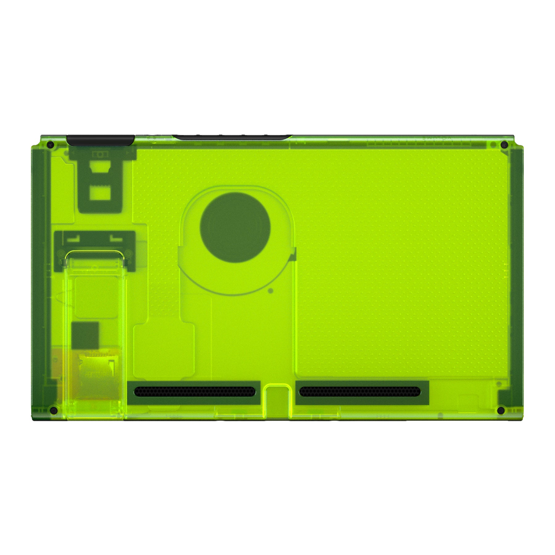 eXtremeRate Clear Lime Green Replacement Back Plate Case with Kickstand for Nintendo Switch - DIY Housing Shell for Enhanced Gaming Experience - Perfect for Travel, Home Entertainment, and Console Protection