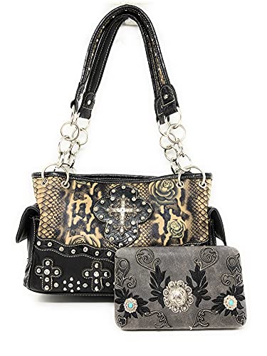 Black Flora Cross Set