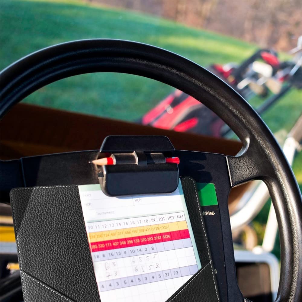 MiOYOOW Genuine Leather Golf Scorecard Holder - Portable Golf Yardage Book Keeper | Waterproof Golf Accessories for Score Tracking | Perfect for Golf Tournaments & Practice Rounds