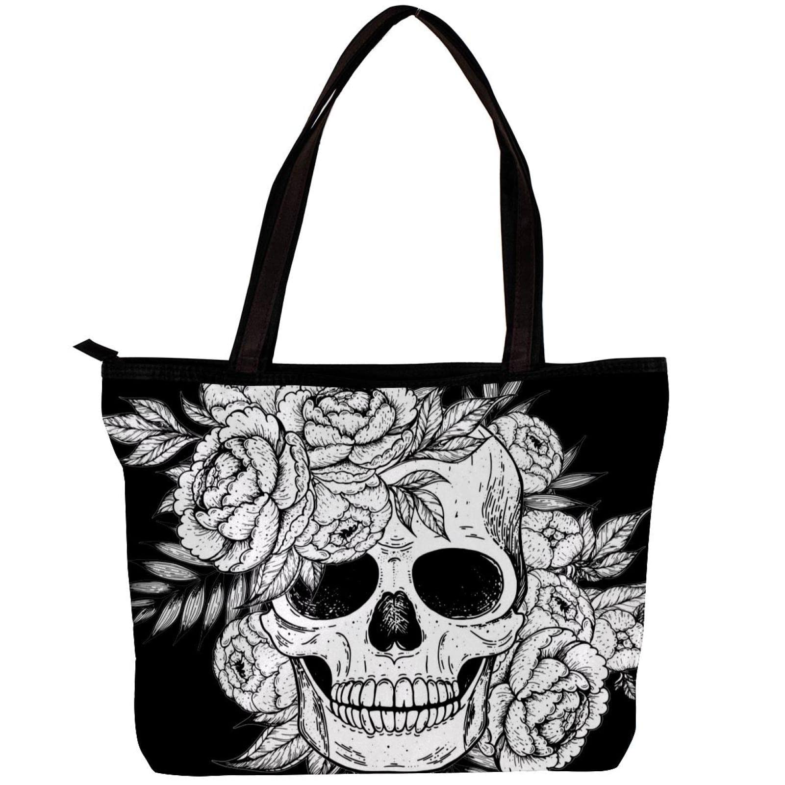 Stylish Skull Print Tote Bag for Women - Fashionable Shoulder Handbag with Inner Pouch - Perfect for Work, Travel & Shopping