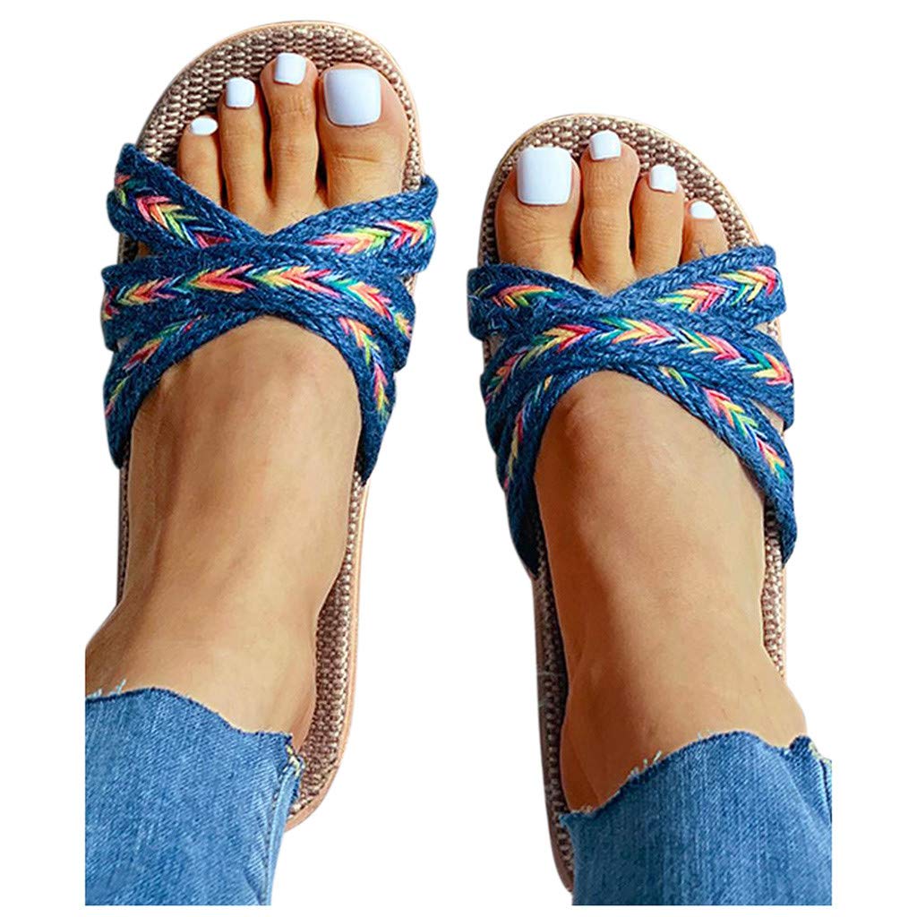 Women's Comfortable Wedge Heel Slippers - Cute Roman Flat Sandals for Casual Walking & Hiking | Beach Shoes, Chunky Heel Footwear for Everyday Wear & Outdoor Activities