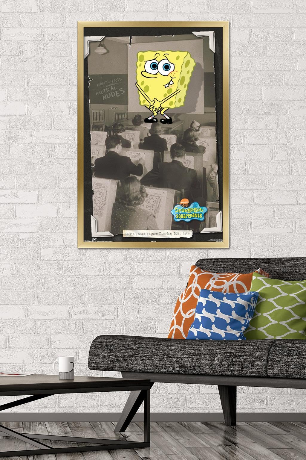 Trends International Nickelodeon SpongeBob SquarePants Gold Framed Wall Poster 22.375 x 34 Inches - Perfect for Kids' Bedroom, Classroom Decor & Cartoon Themed Party