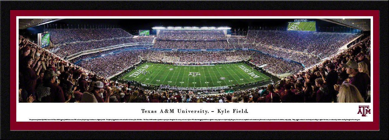Texas A&M Football Panoramic Poster & Framed Picture - College Sports Wall Decor for Game Room, Dorm, Office | Blakeway Worldwide Panoramas