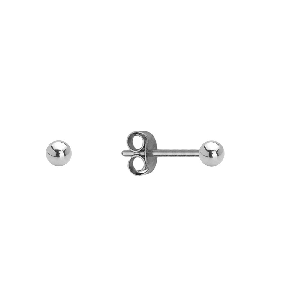 14K White Gold 2-8mm Hollow Ball Push Back Earrings for Girls - Hypoallergenic Kids Jewelry for School, Parties & Special Occasions