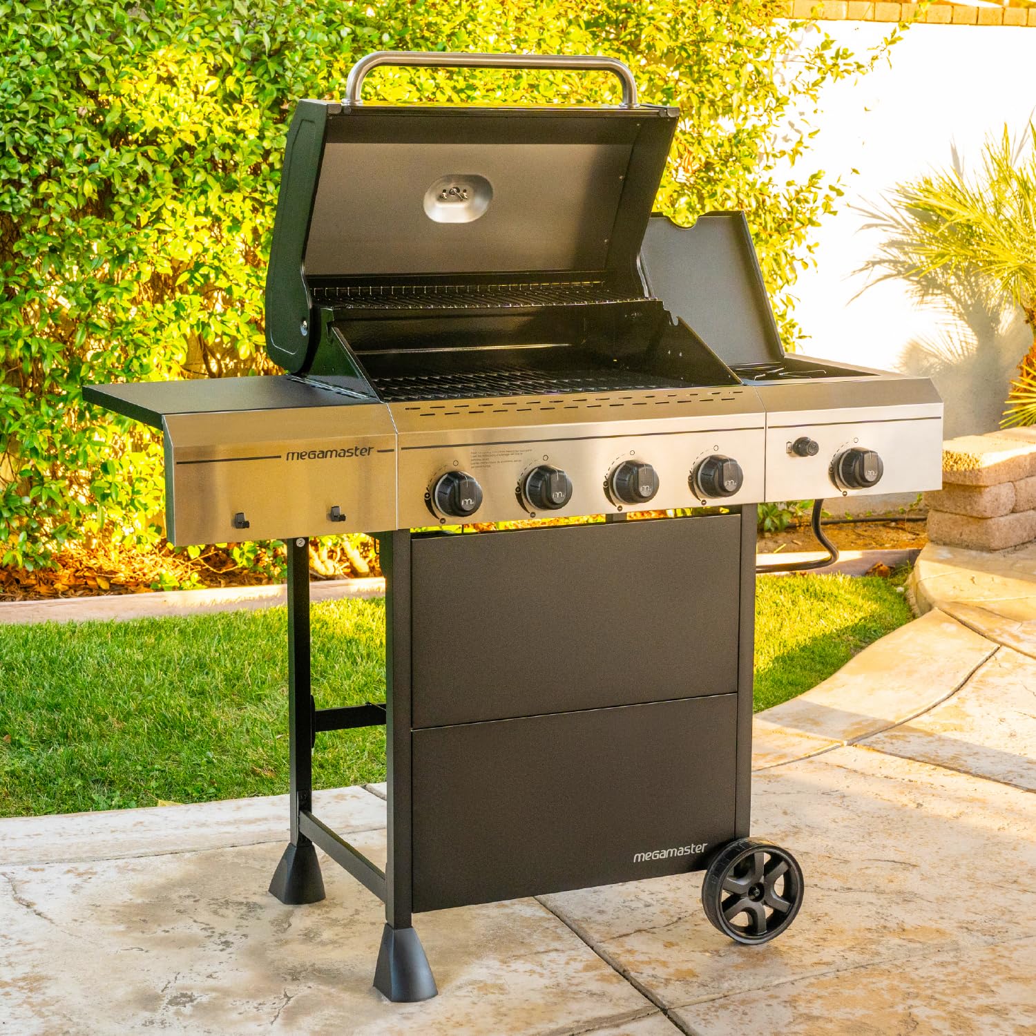 4-Burner Propane Gas Grill with Side Burner & Cover - 52,000 BTU, 568 SQ. In. Stainless Steel BBQ Grill for Outdoor Cooking, Backyard, Patio, Camping & Tailgating - Model 720-0804HK