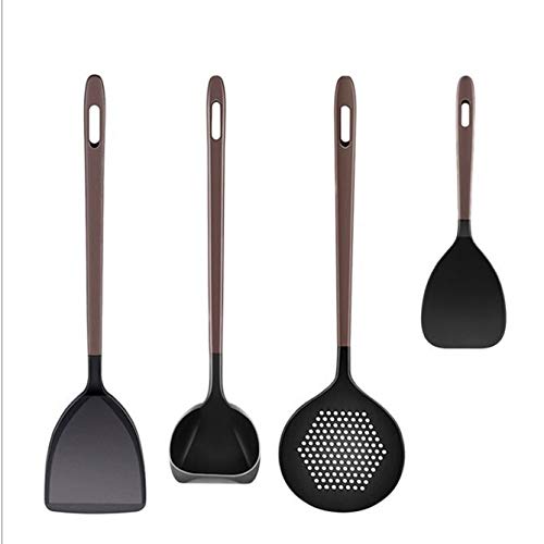 MJWDP Heat-Resistant Silicone Kitchen Utensil Set - 5-Piece Non-Stick Cooking Tools with Ergonomic Handles (Spatula, Turner, Spoon, Ladle, Tongs) - Perfect for Baking, Frying & Everyday Cooking