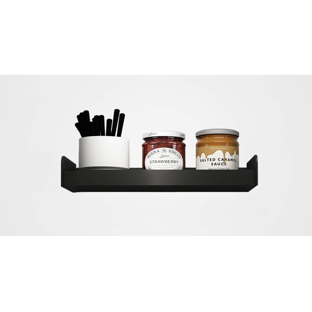 Multifunctional Wall-Mounted Kitchen Spice Rack - No Drilling Perforation Design, Heavy Duty Storage Shelf for Spices & Utensils (Black, 60x14.6cm) - Perfect for Small Kitchens, Pantry Organization & Space Saving