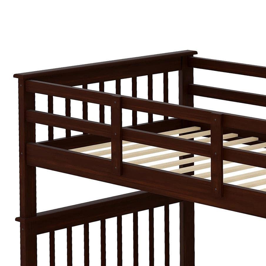 Harper & Bright Designs Twin Over Twin Bunk Bed with Stairs - Solid Wood Bunk Bed Frame with Storage & Guard Rail for Kids, Teens, Adults - Perfect for Bedroom, Dorm, Guest Room & Small Spaces (Espresso)