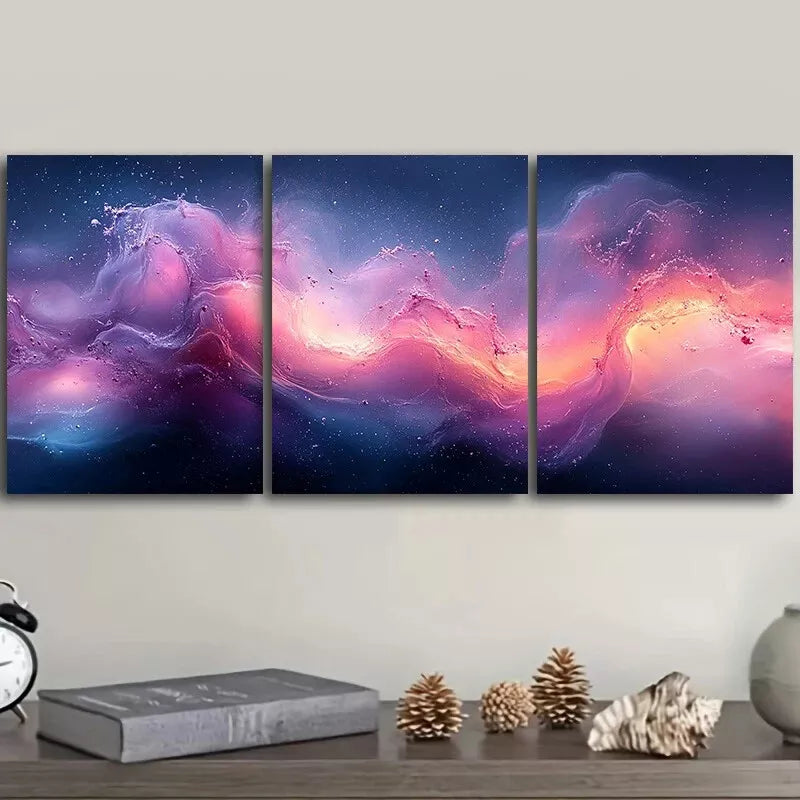 3-Piece Purple and Light Blue Water Wall Art Set - Framed Canvas 40x60cm (16x24 Inches) - High Quality Print - 100% Australian Made - Ready to Hang - Perfect for Living Room, Bedroom, Office Decor
