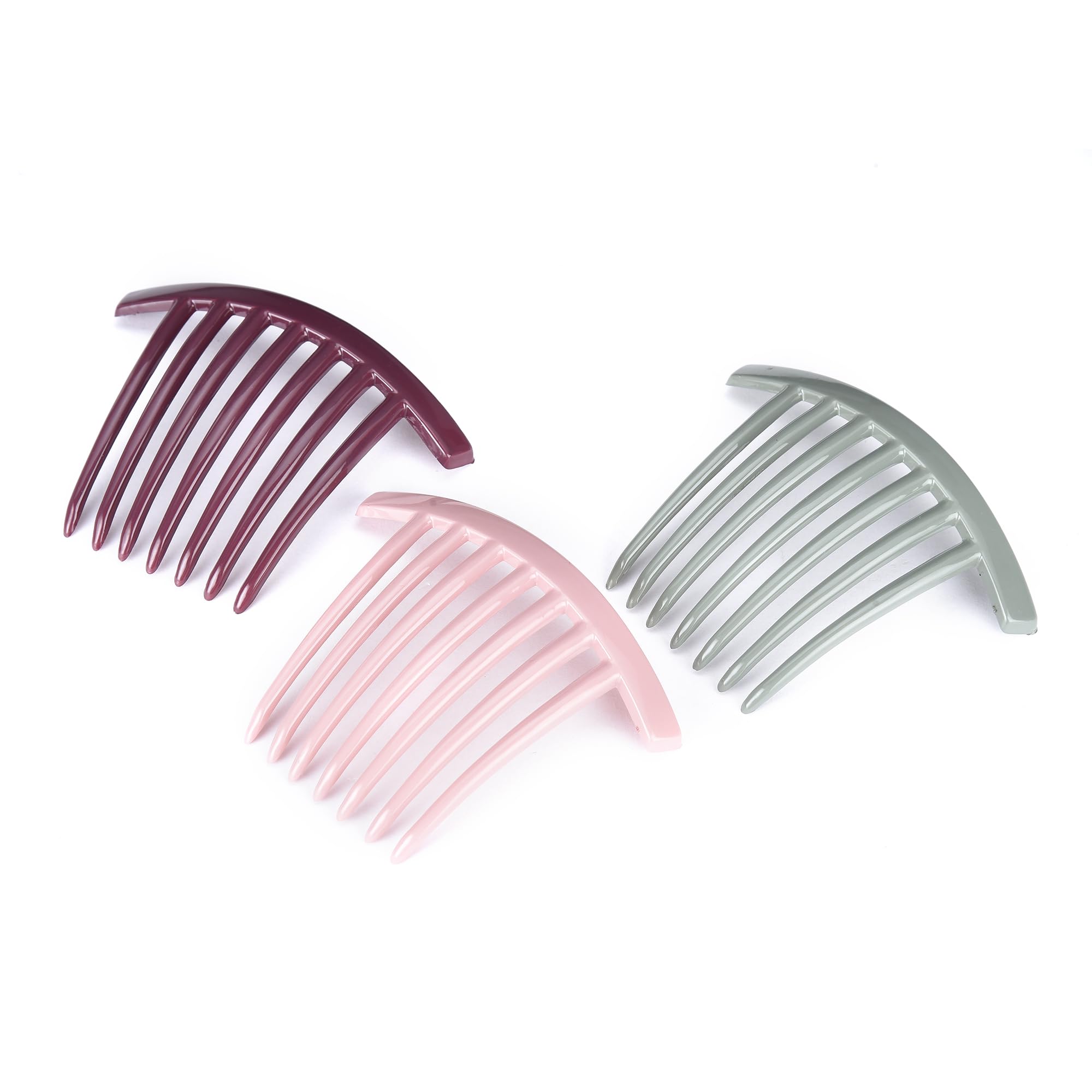 Plucket® 2-Pack French Twist Hair Combs - 7 Teeth Large Flexible Side Combs for Women & Girls | No-Slip Durable Hair Accessories in Pastel Colors | Perfect for Updos, Weddings & Everyday Styling