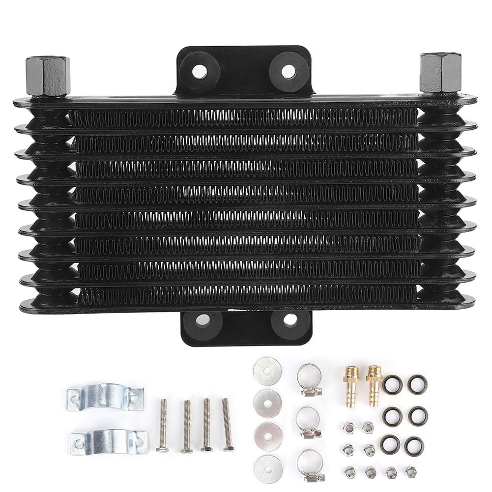 Qiilu 8 Row Black Engine Oil Cooler Radiator - Universal Cooling Solution for 125-250CC Motorcycles, Dirt Bikes & ATVs - Ideal for Off-Road and High-Performance Riding