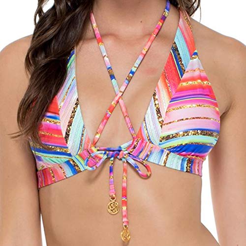 Luli Fama Women's Multicolor Triangle Bikini Top - Halter Swimwear for Beach, Pool & Vacation | Bellamar Collection