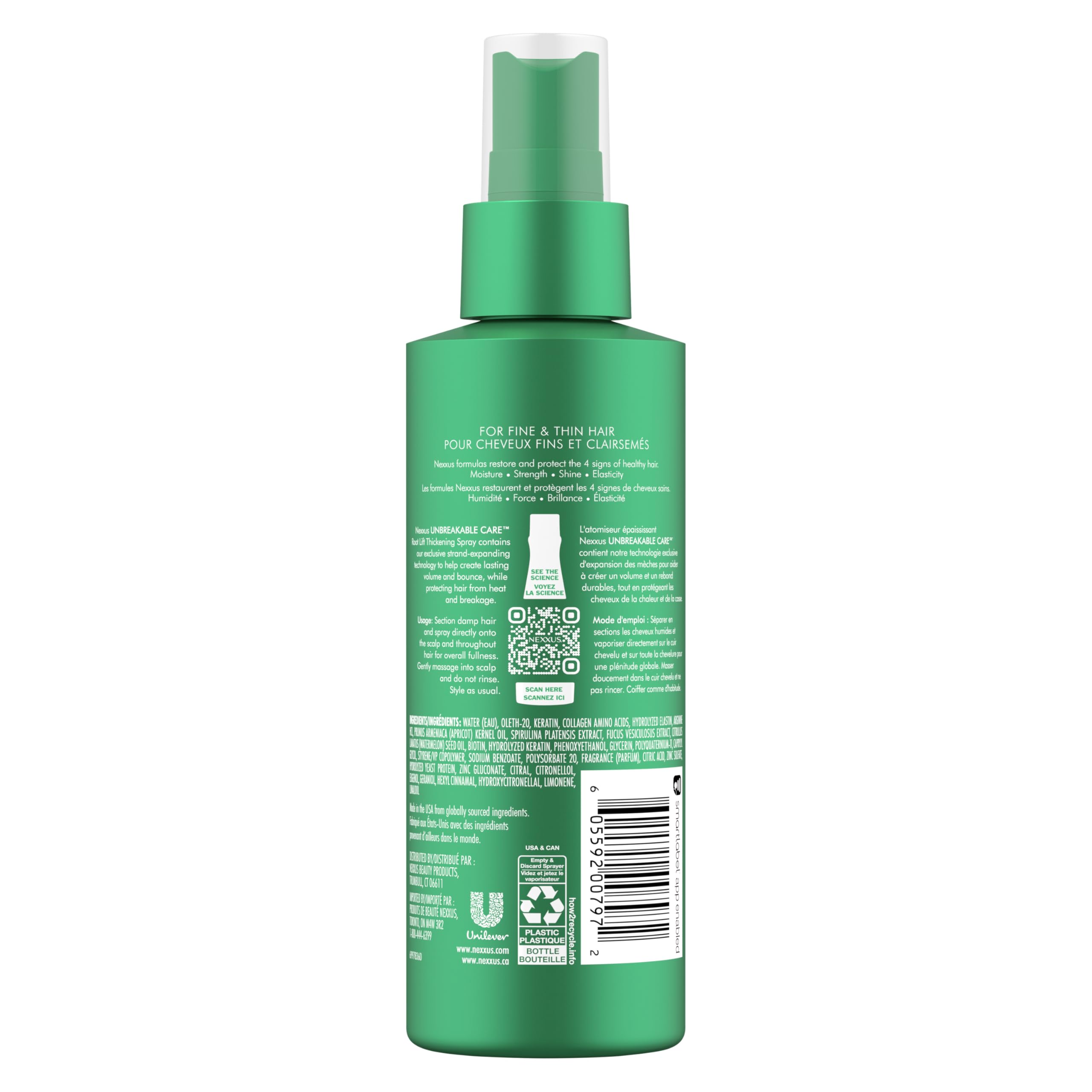 Nexxus Root Lift Thickening Spray with ProteinFusion Biotin, Keratin & Collagen - 6 oz Hair Volumizer for Fine, Thin Hair - Perfect for Daily Styling & Volume Boost