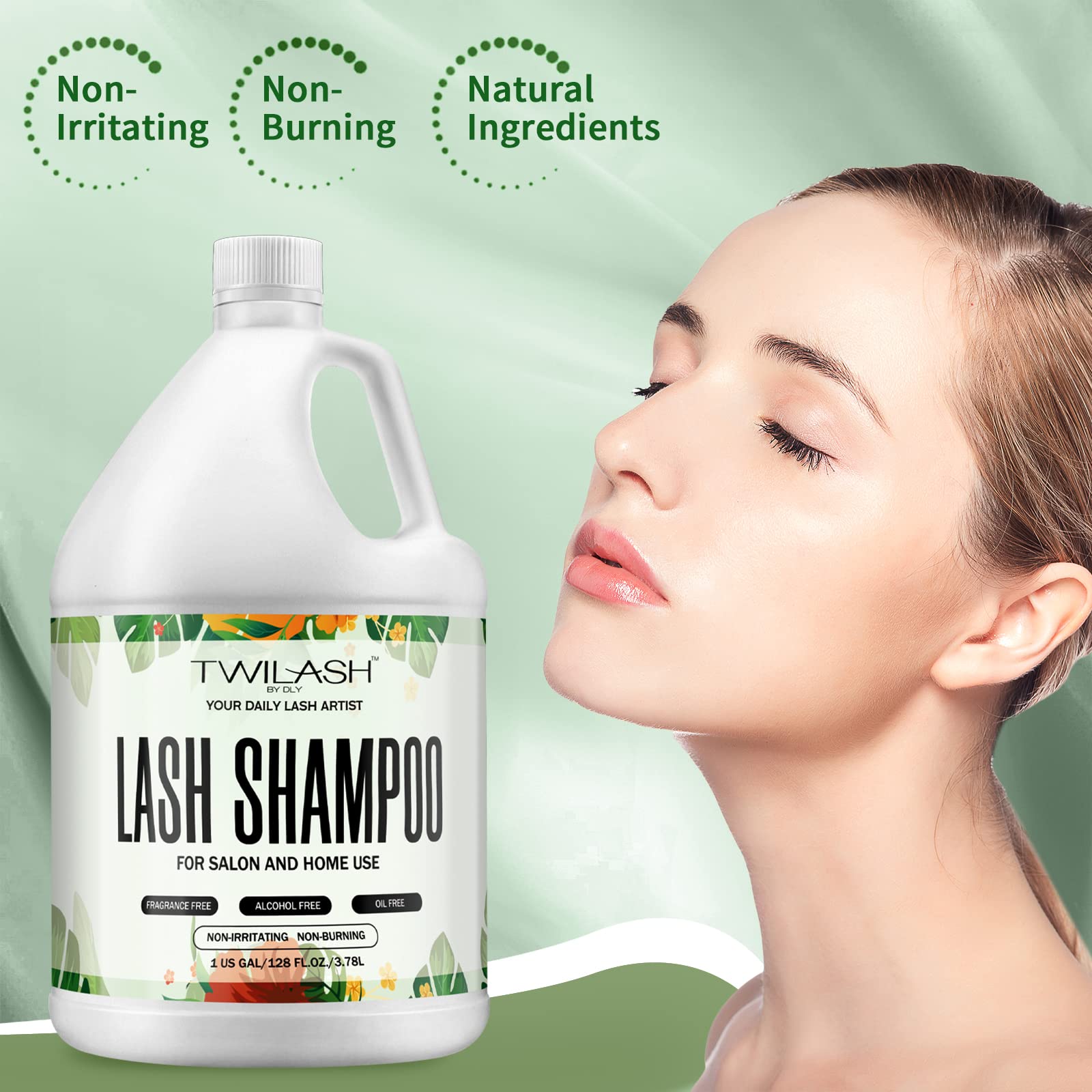 Professional Eyelash Extension Shampoo 1 Gallon (3.8L) Bulk - Includes 50 Aftercare Kits, 5 Foam Pump Bottles & Dispenser Pump - Gentle Eyelid Cleanser for Lash Extensions - Perfect for Salon Professionals & Home Use - Safe for Daily Cleaning & Lash Maintenance