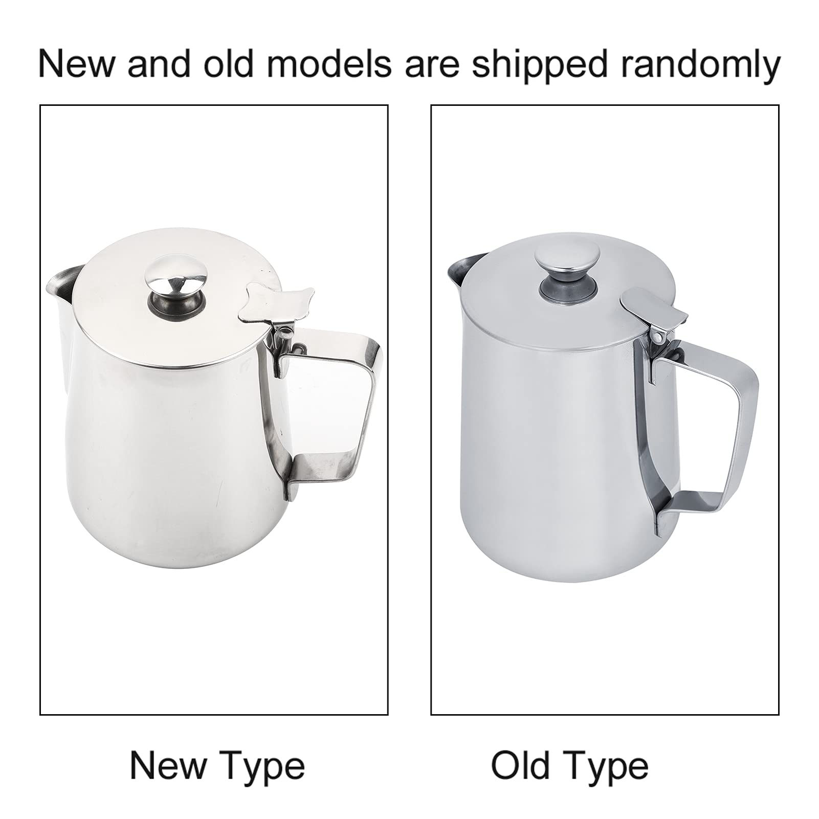Stainless Steel Milk Frothing Pitcher 12oz 20oz 34oz 68oz (350ml 600ml 1000ml 2000ml) - Barista Coffee Frother Cup with Lid for Latte Art, Cappuccino, Hot Chocolate - Perfect for Home & Professional Coffee Shops