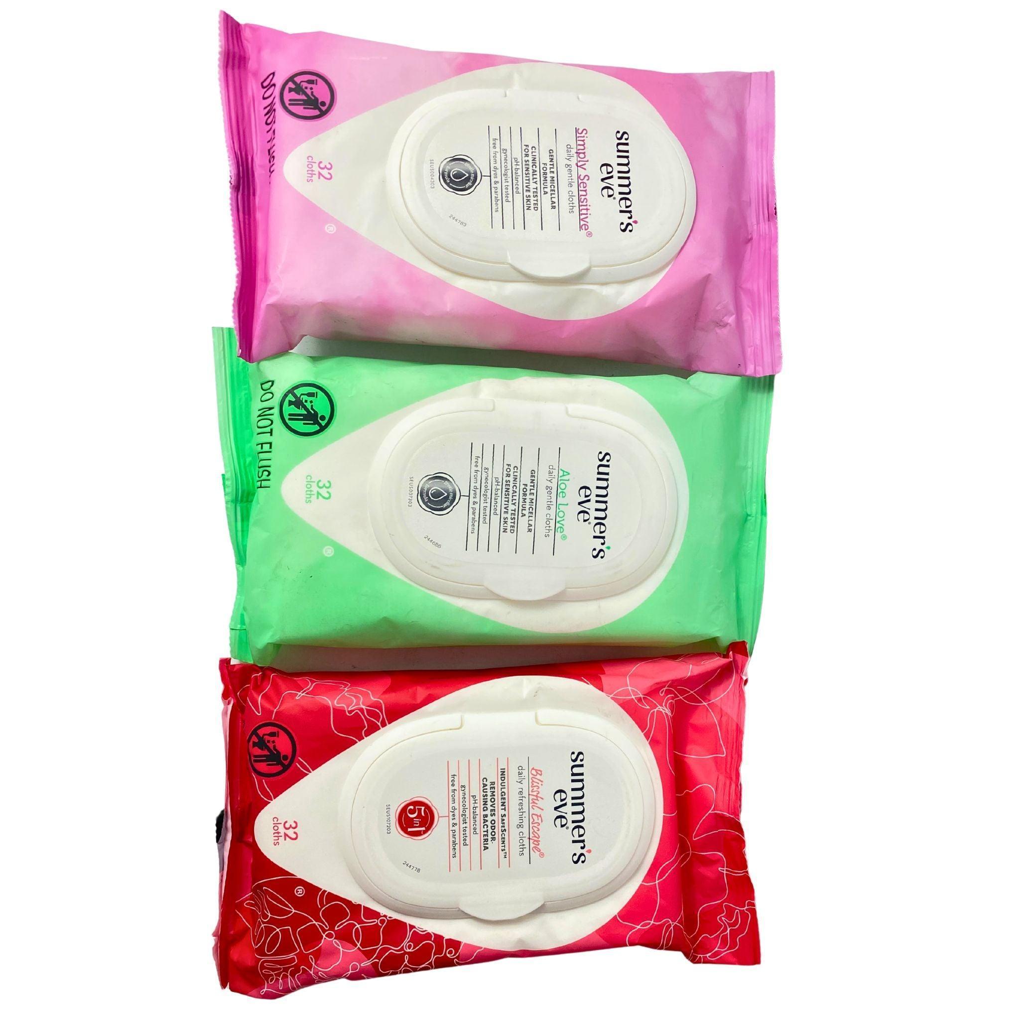 Summers Eve Daily Gentle Feminine Wipes - 45 Count, Unscented & Hypoallergenic for Sensitive Skin - Perfect for Travel, Gym & On-The-Go Freshness