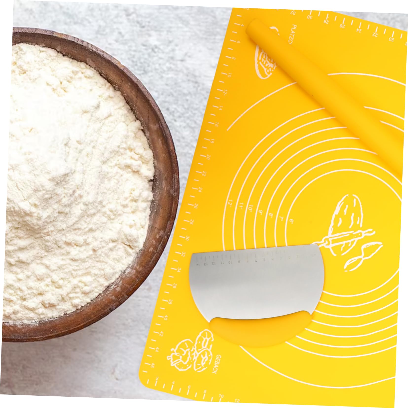3-Piece Non-Stick Silicone Baking Set with Dough Mat & Rolling Pin - Essential Kitchen Tools for Cookies, Pastries & Bread Making - Perfect for Home Bakers & Professional Chefs