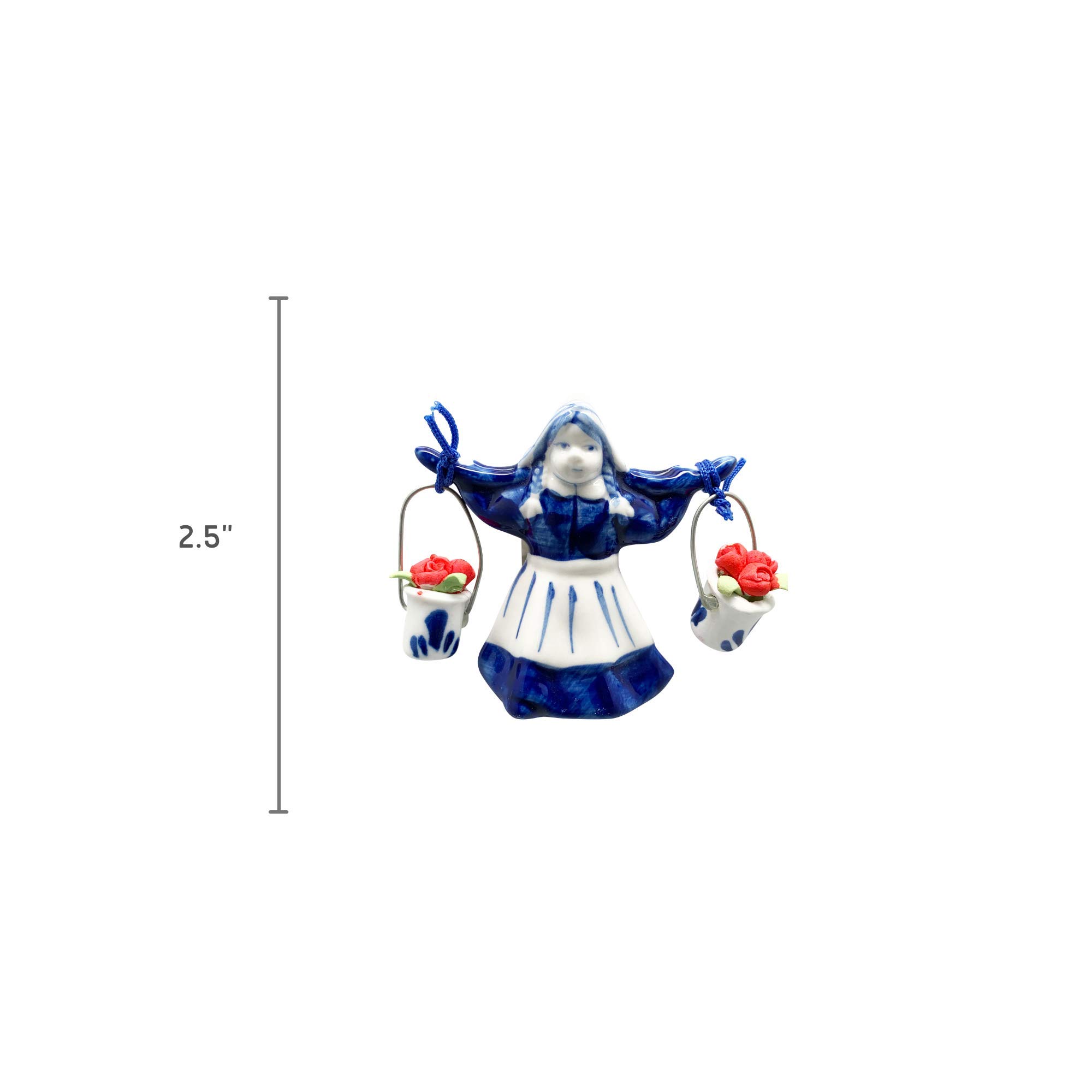 Dutch Delft Girl with Tulips Magnet - Traditional Blue Ceramic Souvenir Gift from Netherlands - Perfect for Fridge, Office Decor & Travel Memories