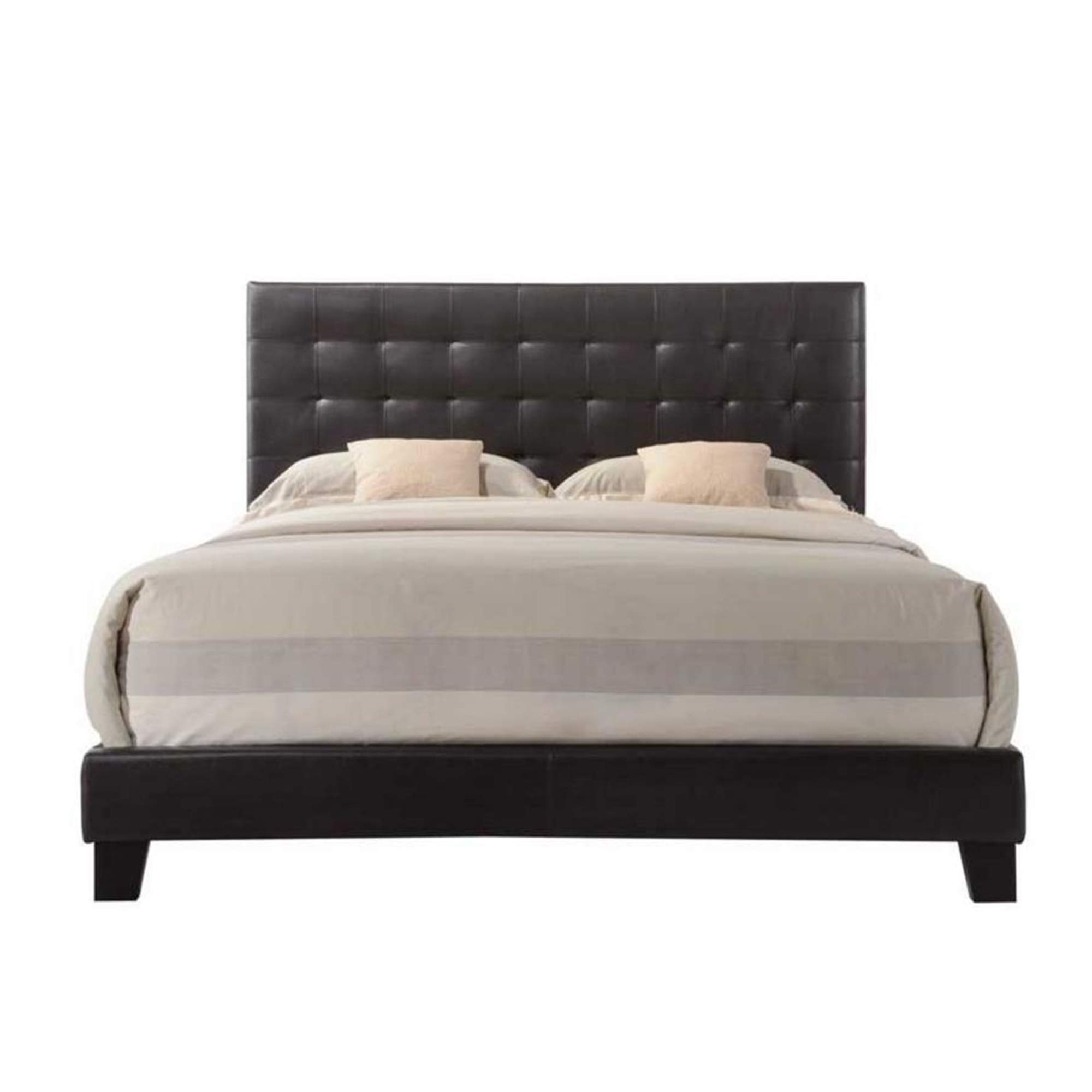 Benzara Transitional Style Queen Size Bed Frame - Brown Wooden Bedroom Furniture for Master Bedroom & Guest Room