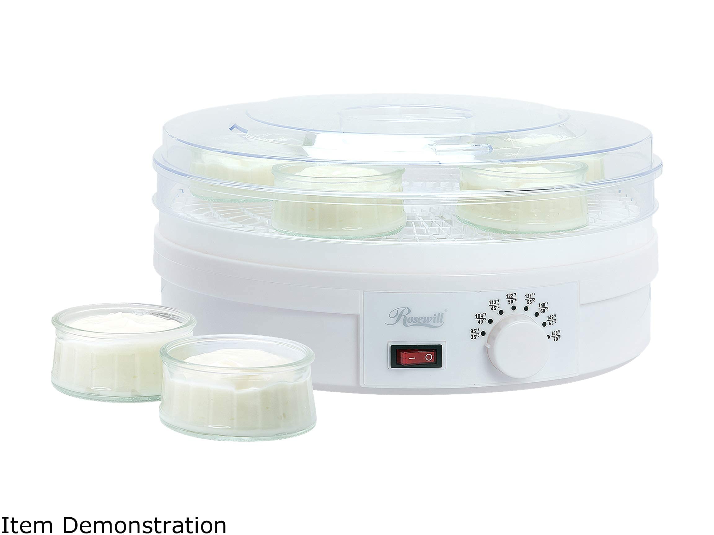 Rosewill 5-Tray Food Dehydrator Machine - Electric Fruit & Vegetable Dryer with Adjustable Thermostat, BPA-Free, Portable Design (Clear/White) - Perfect for Making Healthy Snacks, Jerky, Herbs & Dried Fruits at Home