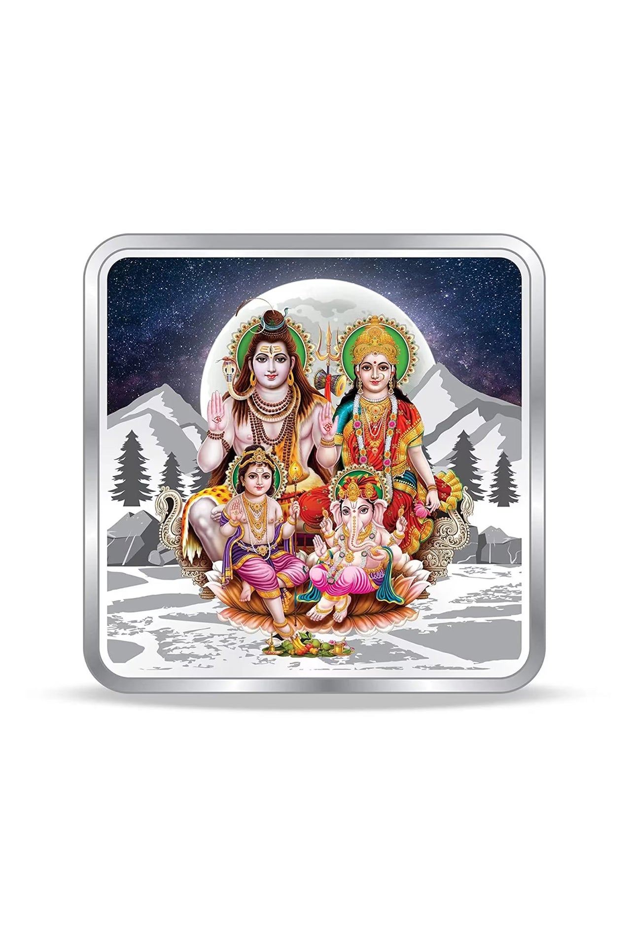 999 Pure Silver Shiv Parivar 20 Gram Coin - Authentic Religious Collectible for Puja, Meditation & Home Altar Decor