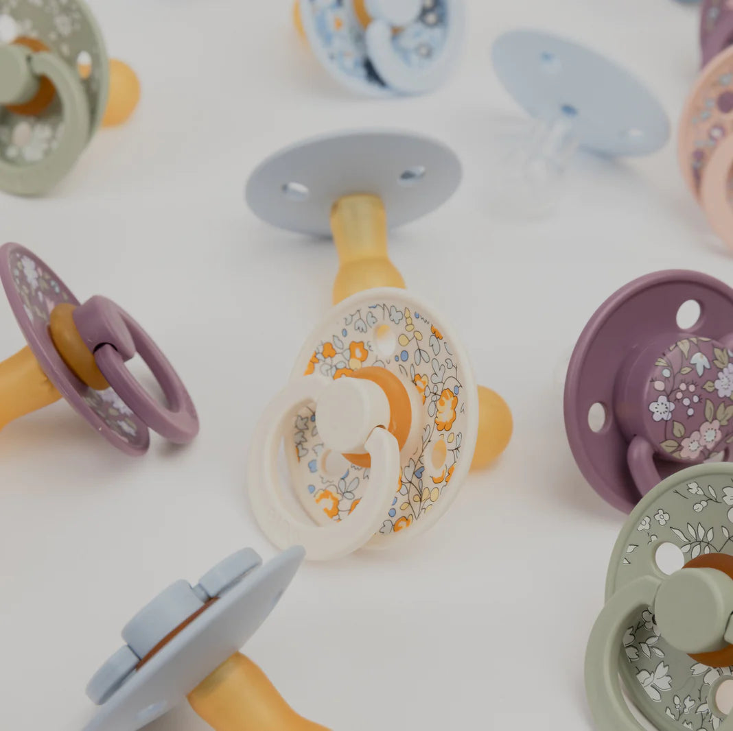 BIBS x Liberty London Round Pacifiers Twin Pack - Soft & Safe Baby Soothers for Daytime & Nighttime Comfort