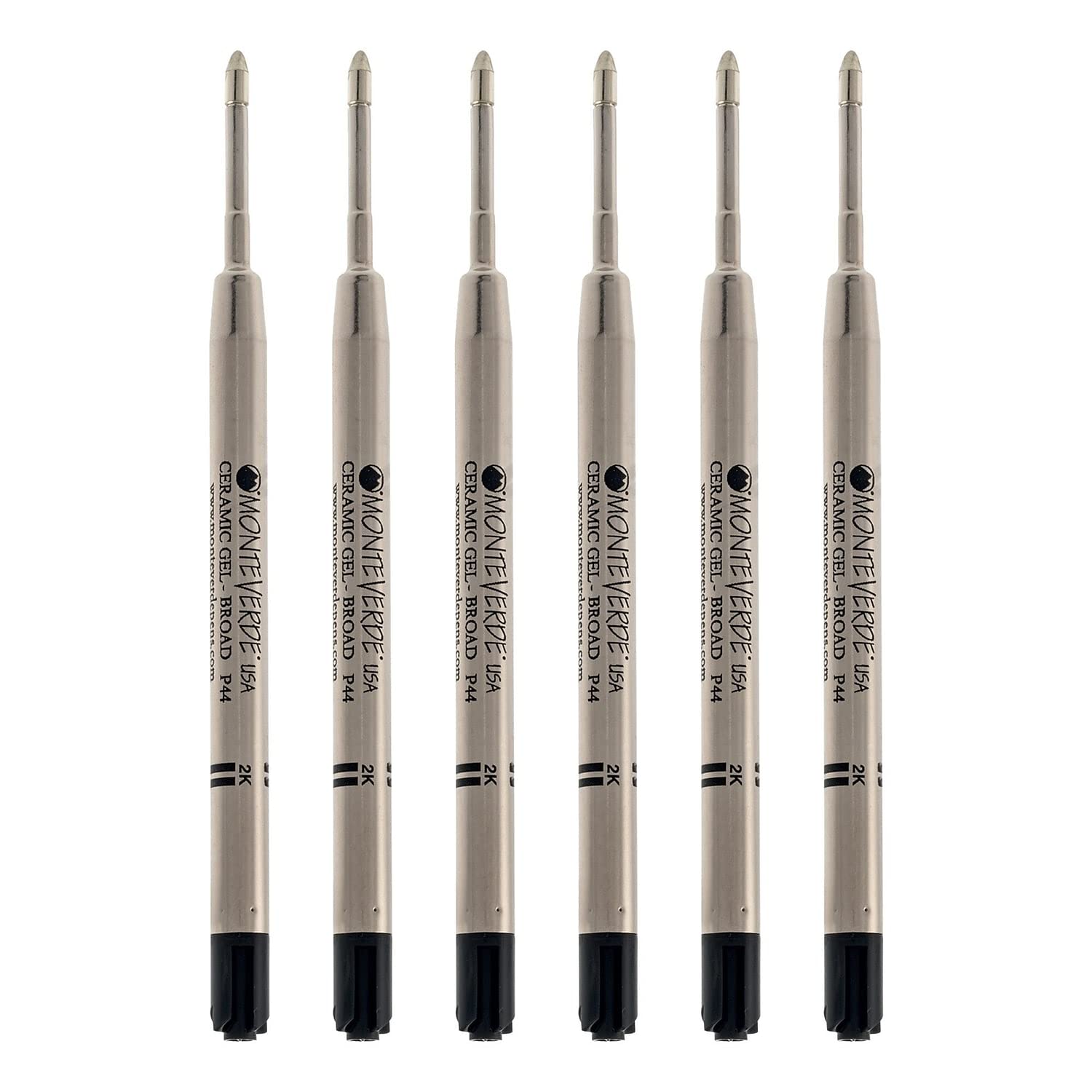 Monteverde Broad Gel Ballpoint Refill for Parker Pens - 6 Pack Black Ink (P443BK) - Smooth Writing for Office, School & Everyday Use