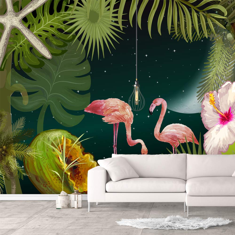 Green Plants & Animals Removable Wallpaper - Peel and Stick Wall Mural for Bedroom Decor (66x96 inches) | Easy DIY Home Decoration, Nursery & Living Room Wall Stickers