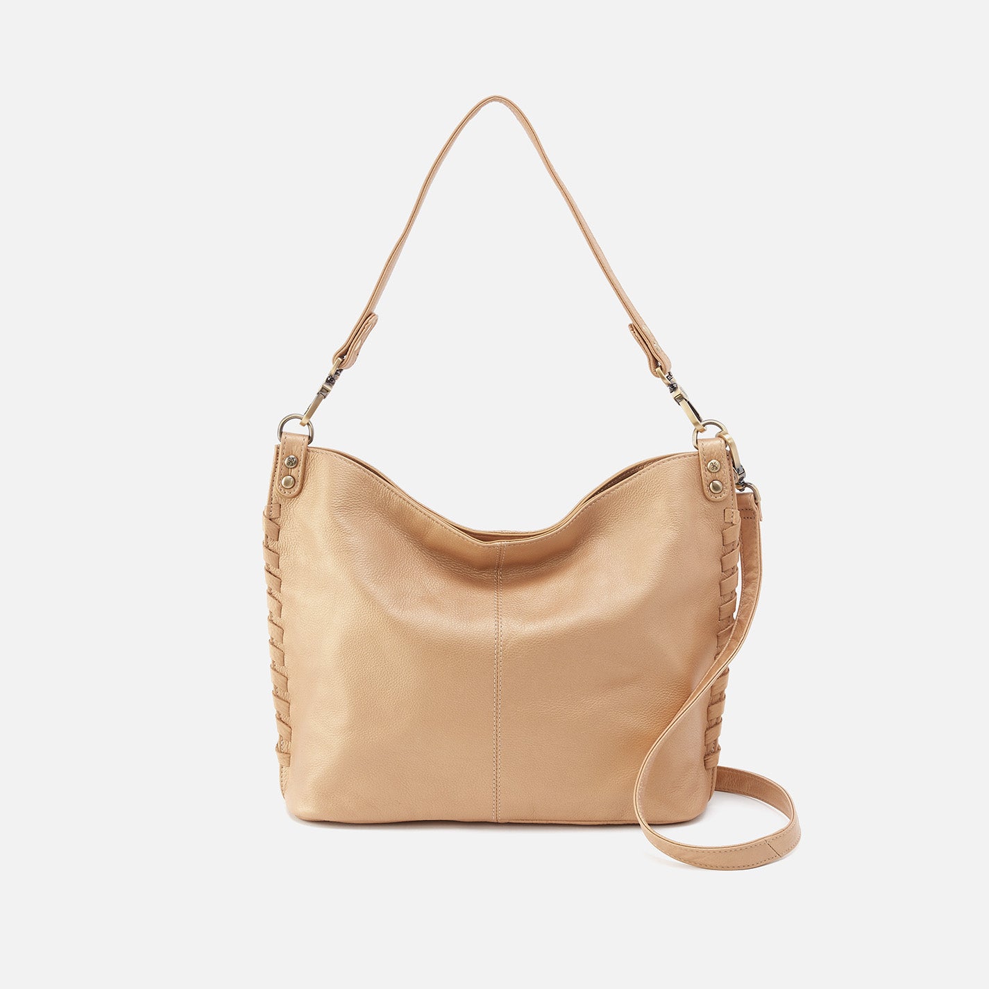 Stylish Pebbled Metallic Leather Crossbody Shoulder Bag in Dusty Gold | Fashionable Women's Handbag for Work, Travel & Evening Out