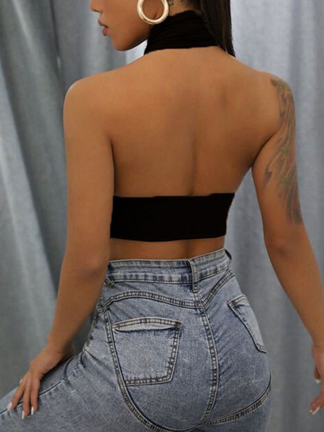 ZASUWA Women's Sexy Cross Halter Hollow Out Backless Tank Top - Perfect for Summer Beach, Party & Night Out