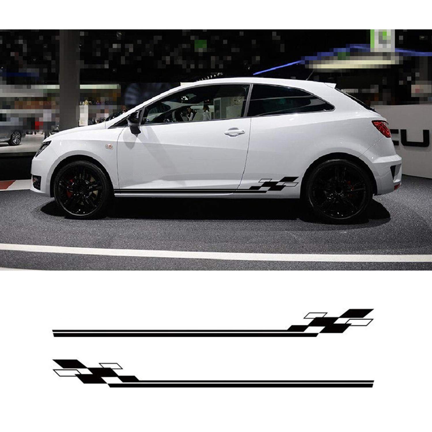 YKANZS Car Side Skirt Decals - Seat Ibiza FR TGI ST Cupra Racing Stripes Stickers | High-Quality Vinyl Auto Decals for Sporty Look | Perfect for Car Shows, Racing Events & Custom Vehicle Styling