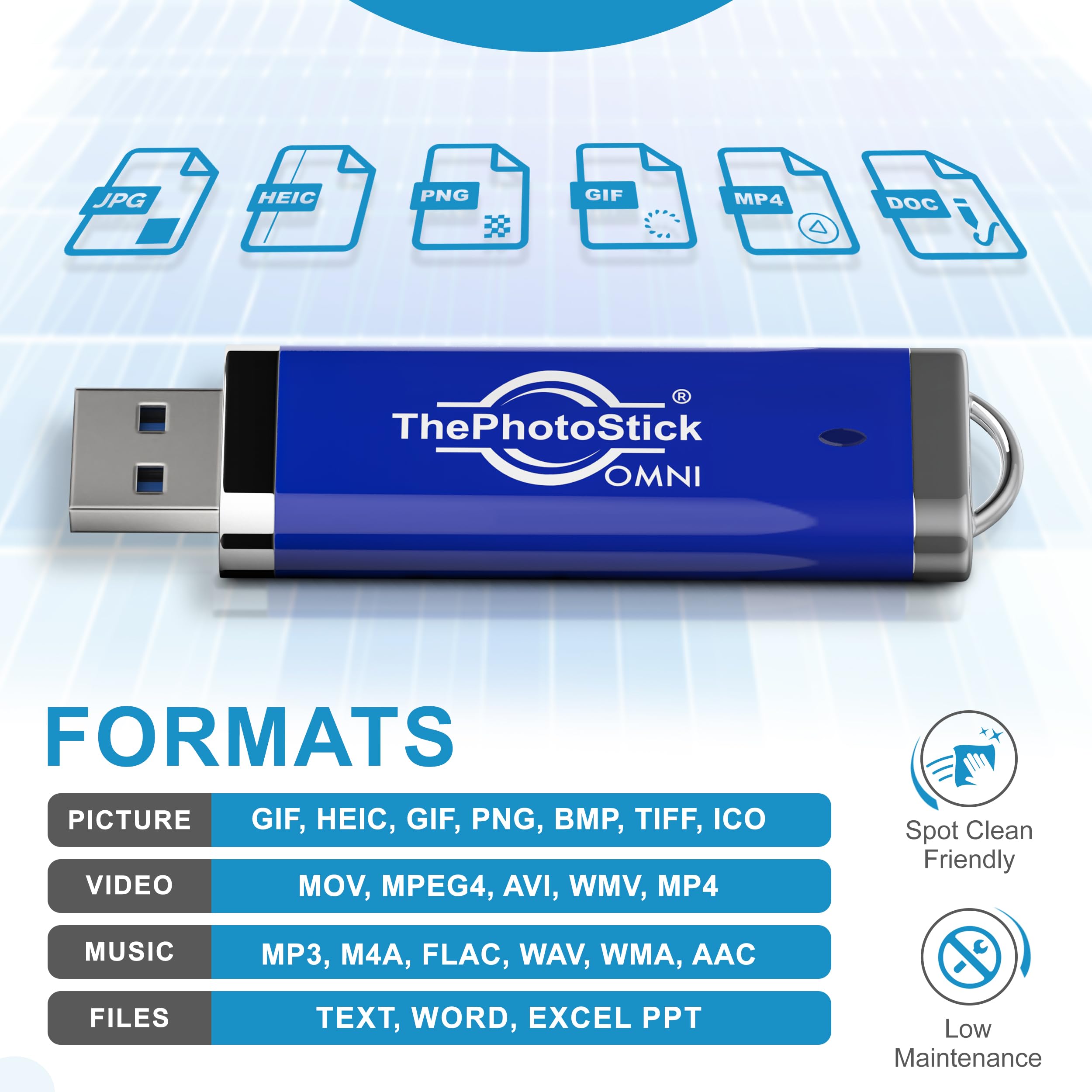 ThePhotoStick Omni 256GB - Secure Photo & Video Backup Device | USB External Storage for iPhone, Android, PC & Mac | Portable Memory Stick for Travel, Work & Home Organization | Fast File Transfer Solution