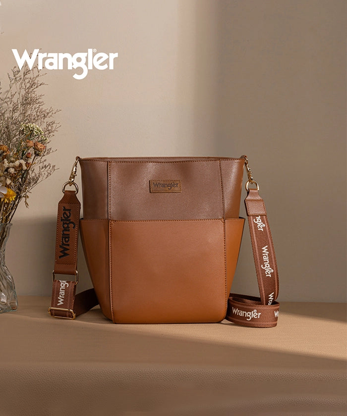 Wrangler Cow Print Crossbody Bucket Bag for Women - Stylish Western Handbag with Adjustable Strap - Perfect for Daily Use, Travel & Country Music Festivals
