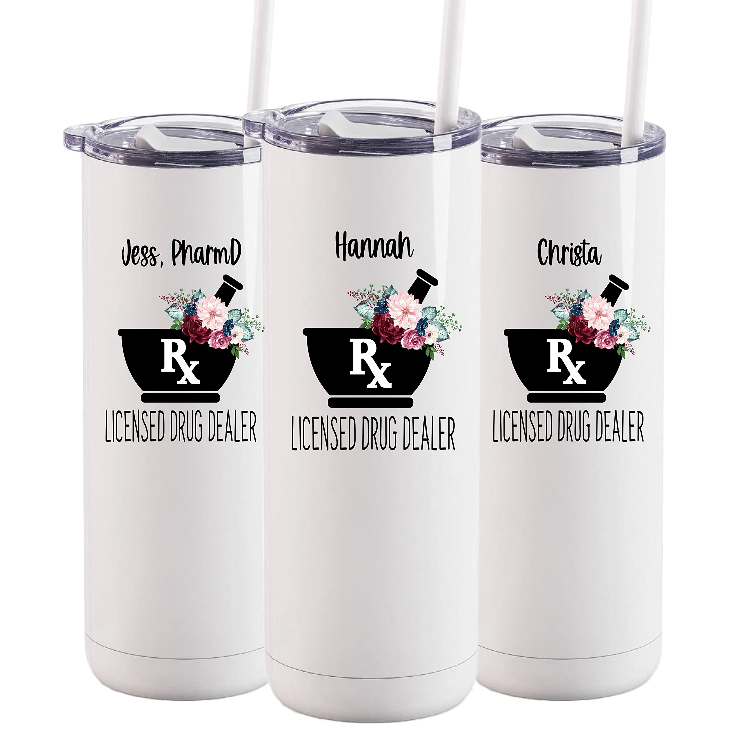 AVITO Personalized 20oz Pharmacist Tumbler with Lid & Straw - Ideal Gift for PharmD Graduates, Pharmacy Technicians & Licensed Pharmacists - Perfect for Hospitals, Clinics & Study Sessions