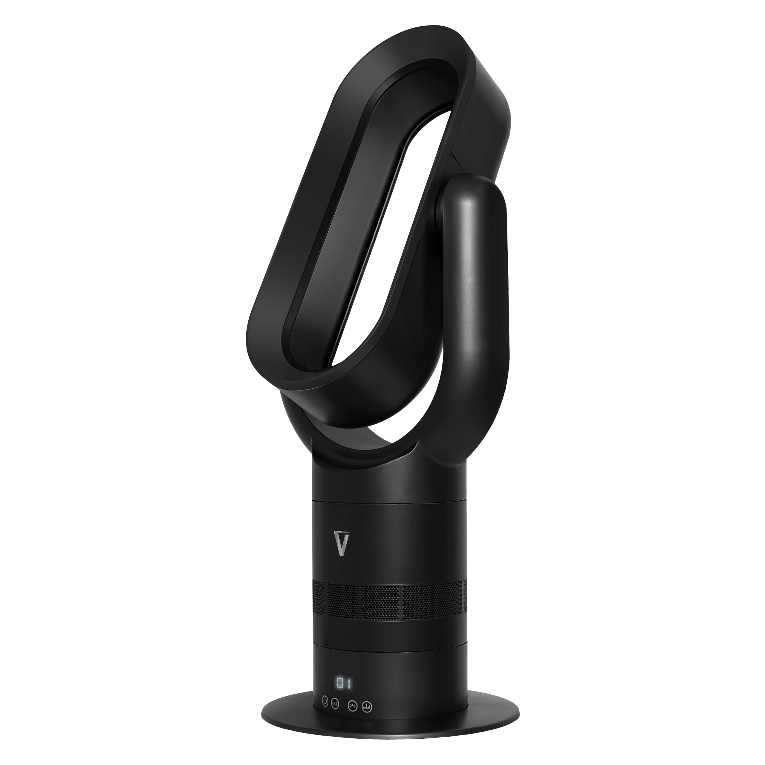 Vortex Bladeless Tower Fan Heater - 1650W Hot & Cool Air Circulator with 10 Speed Settings, Oscillating Space Heater for Home & Office - Black Graphite (Perfect for Bedroom, Living Room & Winter Heating)